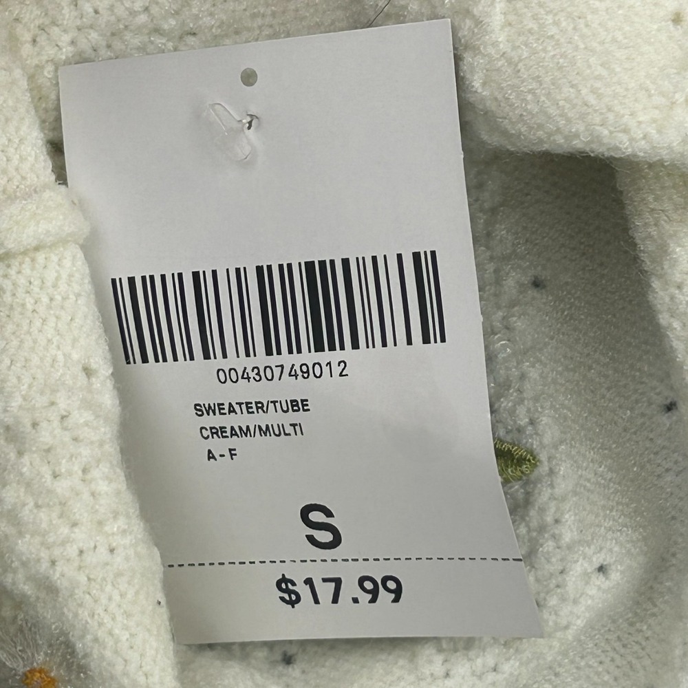 Forever 21 Women's White Sweater Tube Top Small Embroidered Daisies - New - Picture 8 of 10